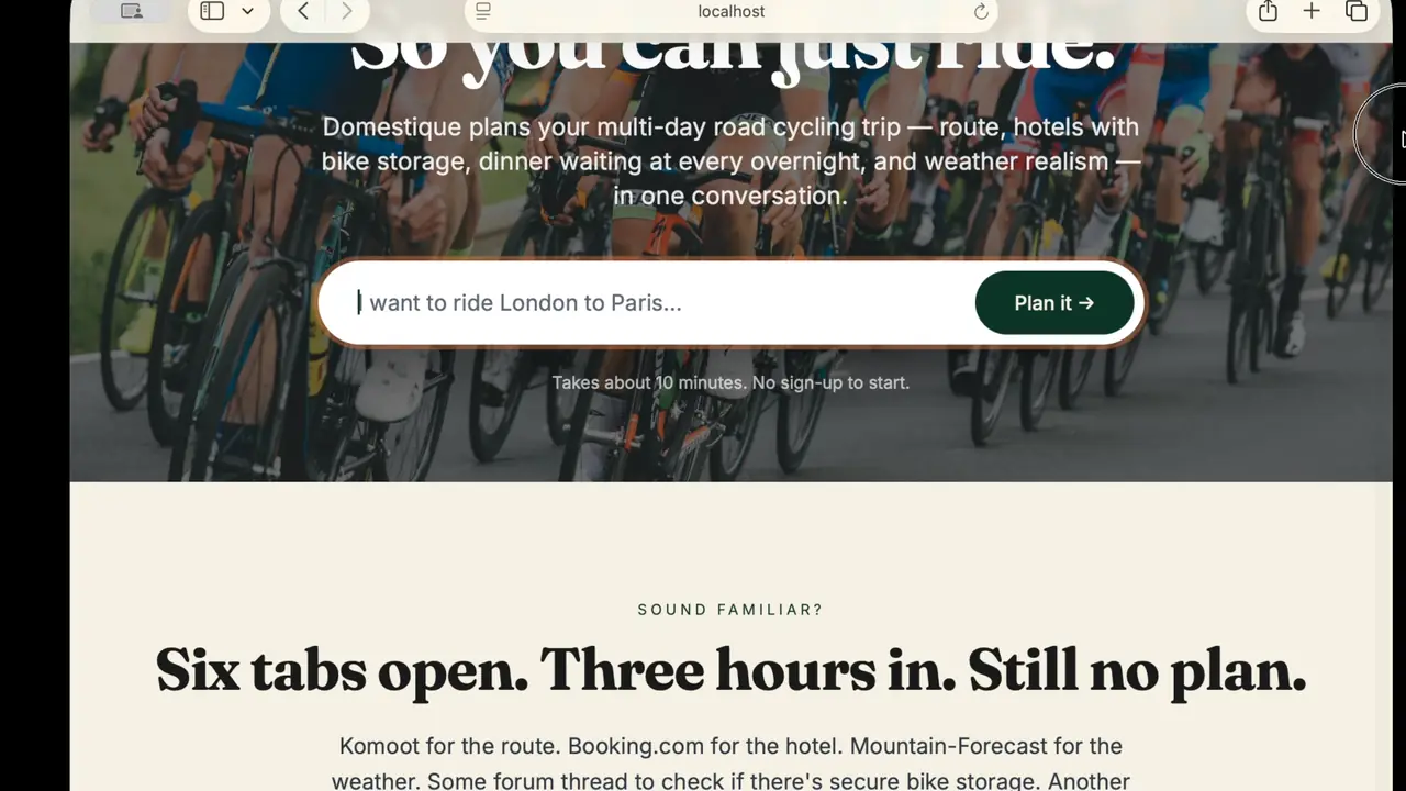 Domestique planning a multi-day tour in real time